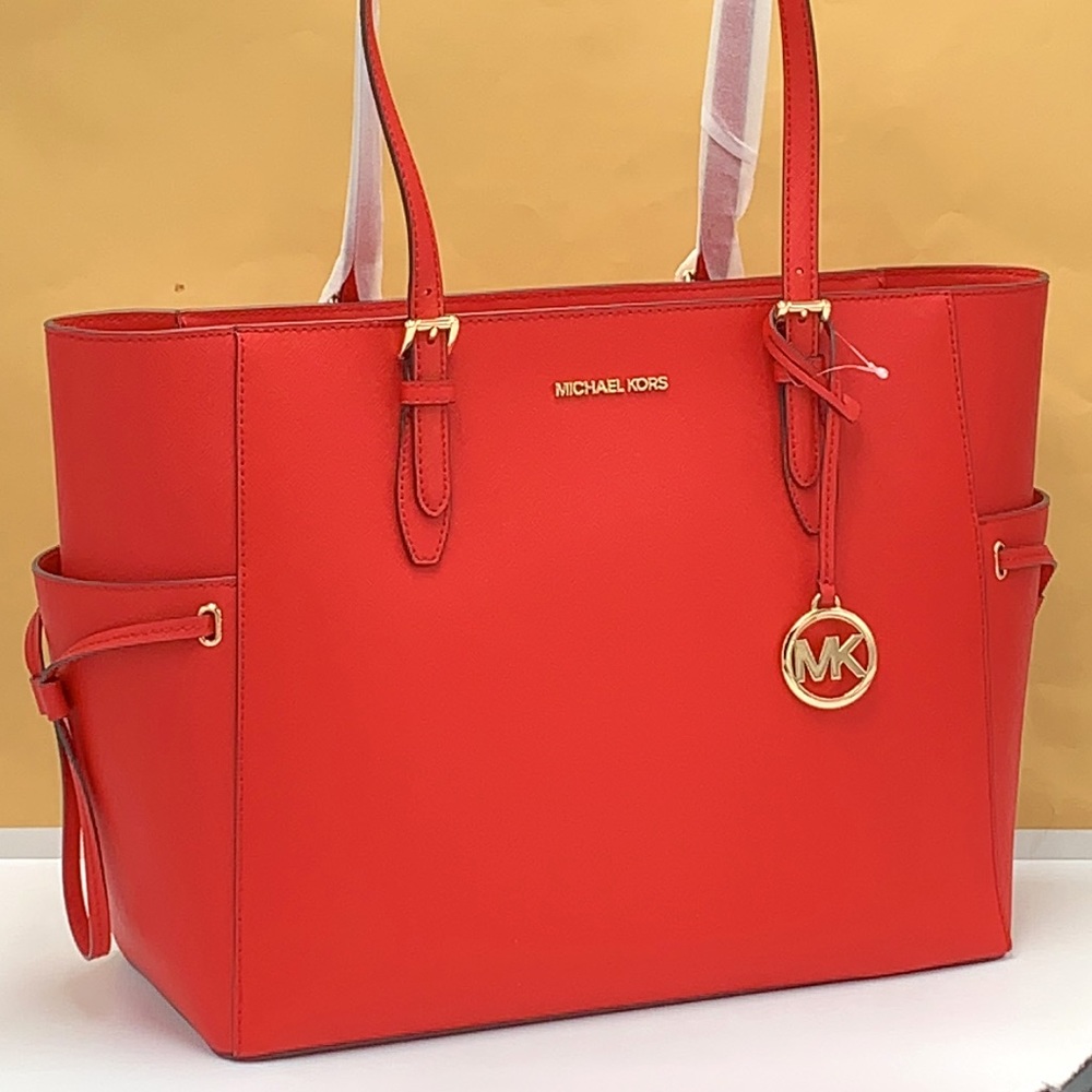 MICHAEL KORS 
Gilly Large Saffiano Leather Tote Bag BRIGHT RED COLOR - Picture 3 of 16